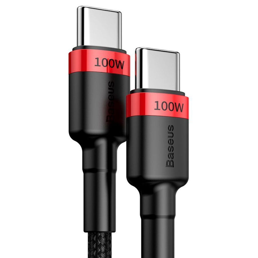 Kabel Baseus Cafule 100W 5A USB-C für USB-C, Schwarz-Rot