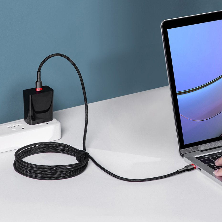 Kabel Baseus Cafule 100W 5A USB-C für USB-C, Schwarz-Rot