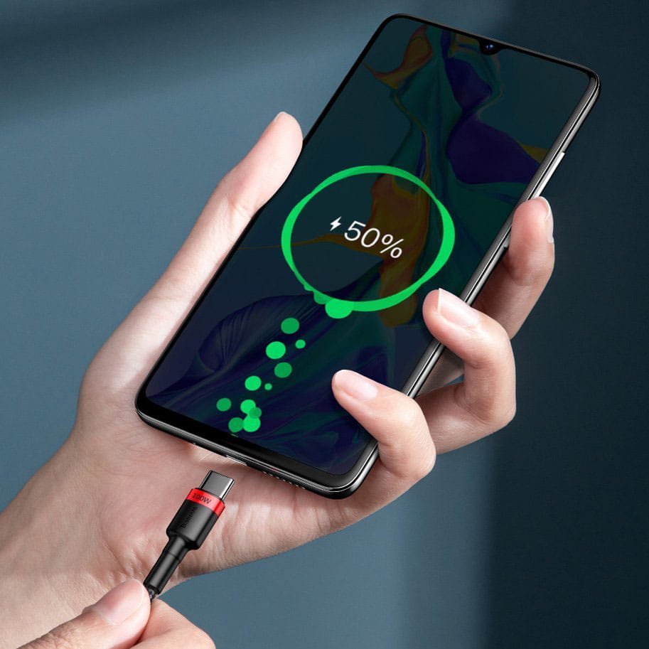 Kabel Baseus Cafule 100W 5A USB-C für USB-C, Schwarz-Rot