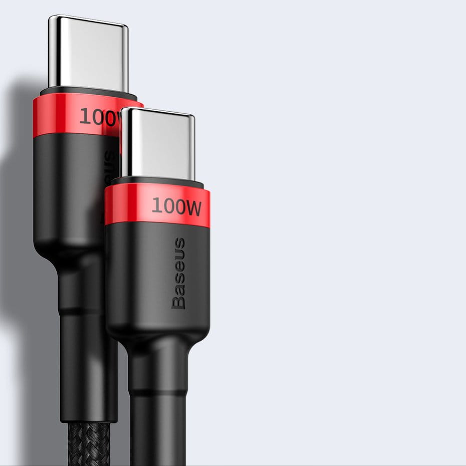 Kabel Baseus Cafule 100W 5A USB-C für USB-C, Schwarz-Rot
