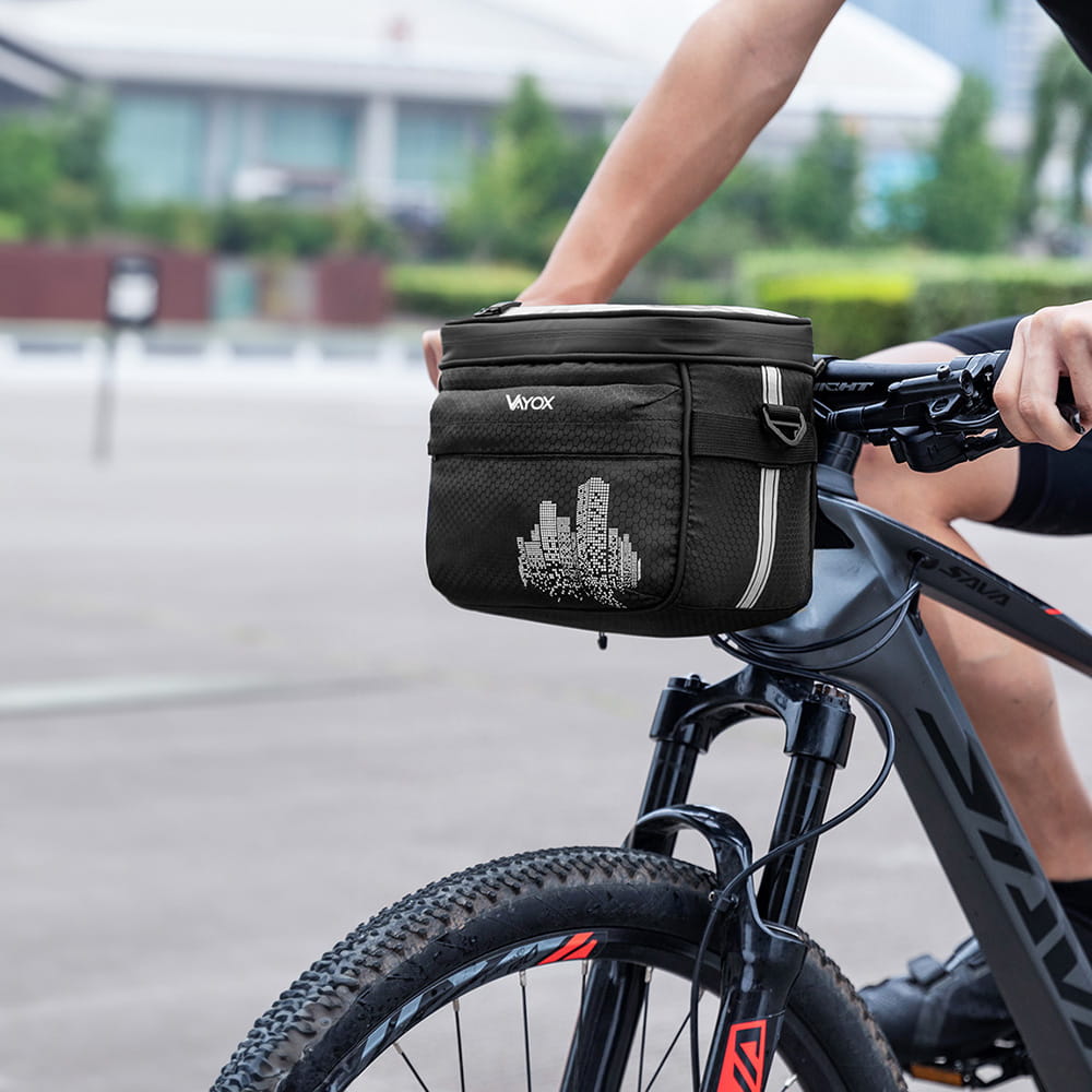 Fahrradtasche Vayox VA0167 mit Isolierung am Lenker eines Fahrrads, ideal für Snacks und Getränke, 4,6L, Schwarz