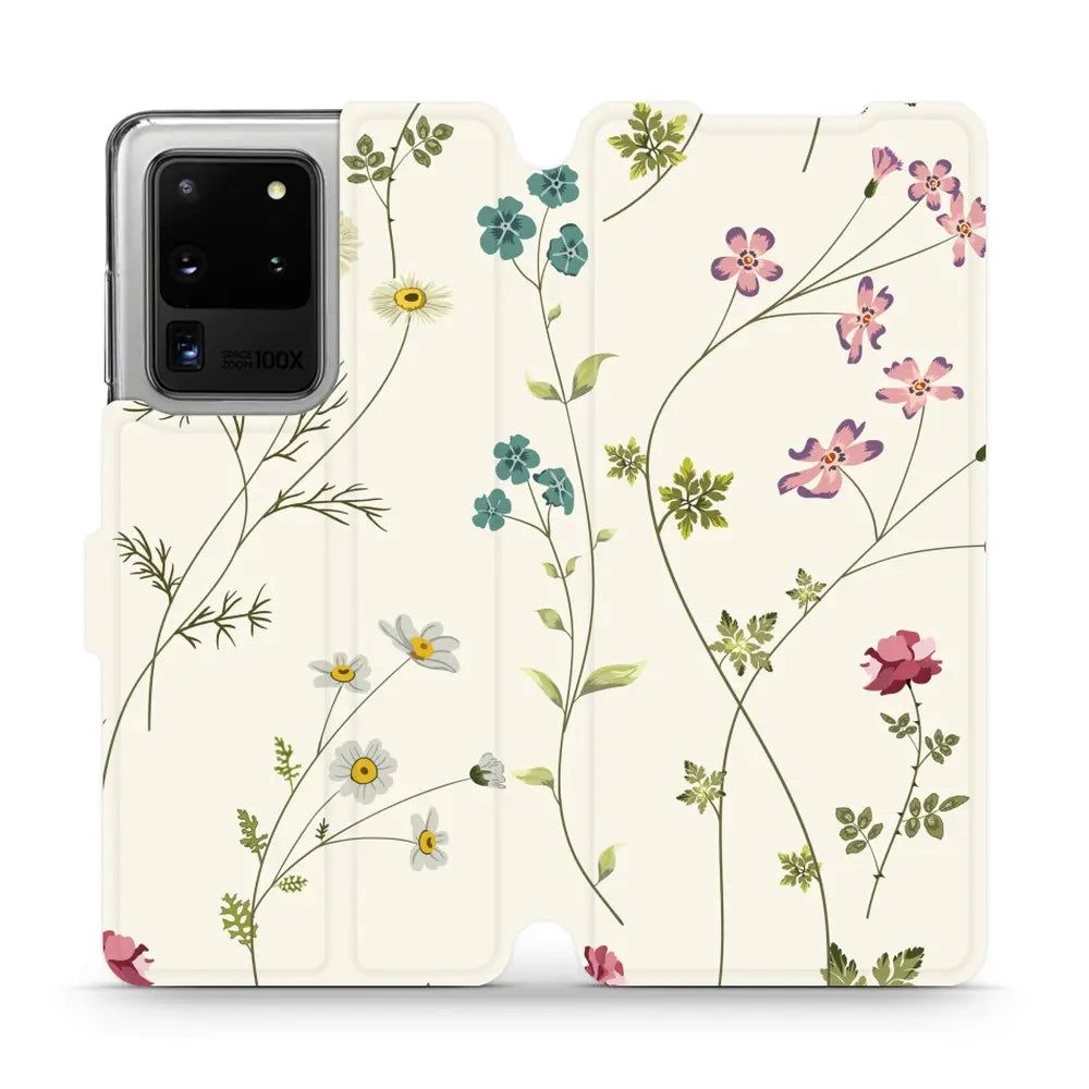 Handyhülle mit klappe für Galaxy S20 Ultra, Mobiwear Book, Feldblumen