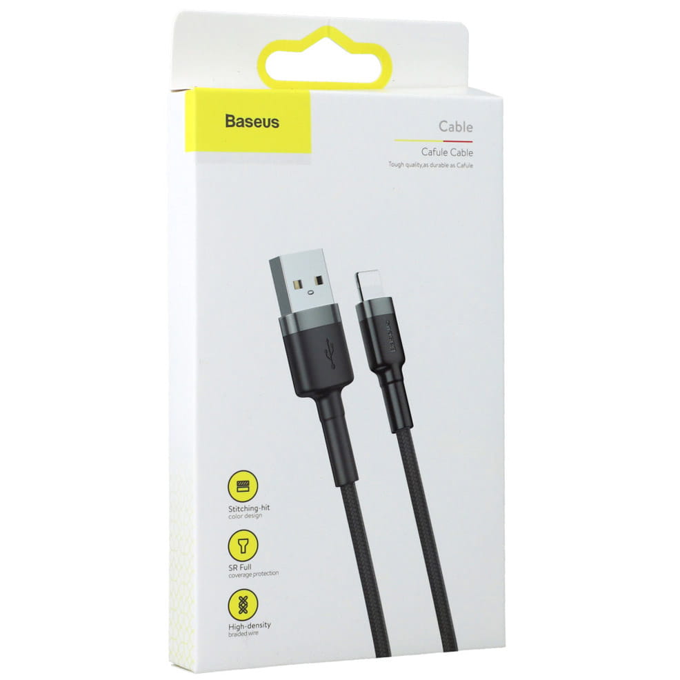 Kabel Baseus Cafule 1.5A USB-A für Lightning 2m, Schwarz-Grau