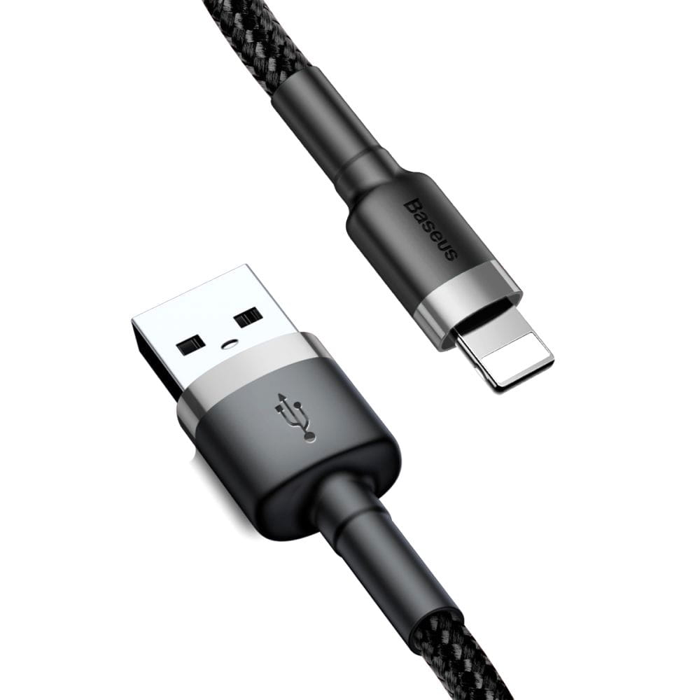 Kabel Baseus Cafule 1.5A USB-A für Lightning 2m, Schwarz-Grau