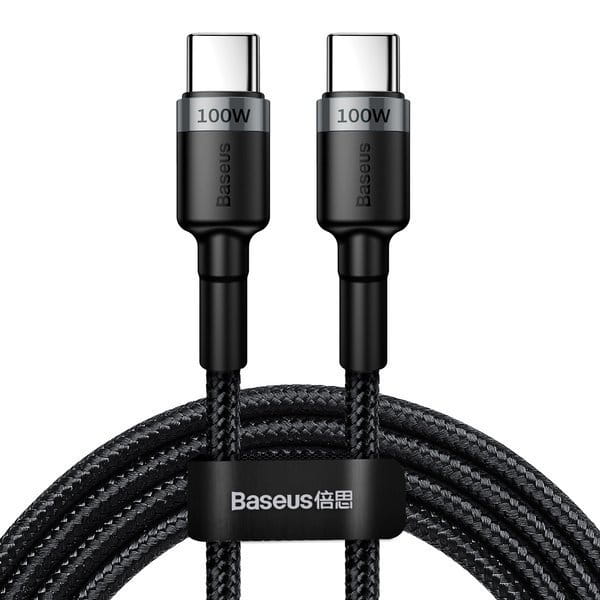 Kabel Baseus Cafule 100W 5A USB-C für USB-C, Schwarz-Grau