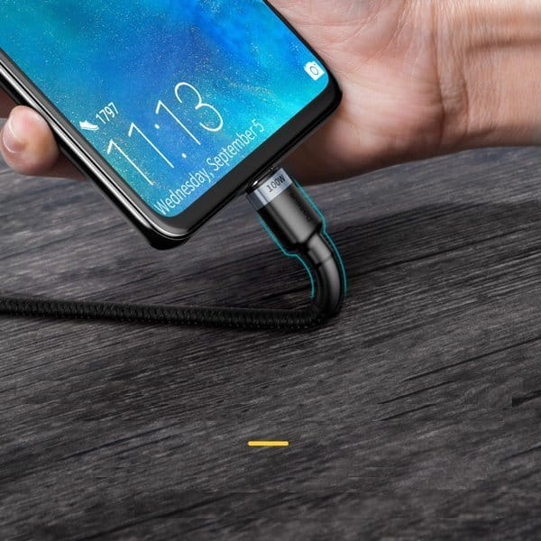 Kabel Baseus Cafule 100W 5A USB-C für USB-C, Schwarz-Grau