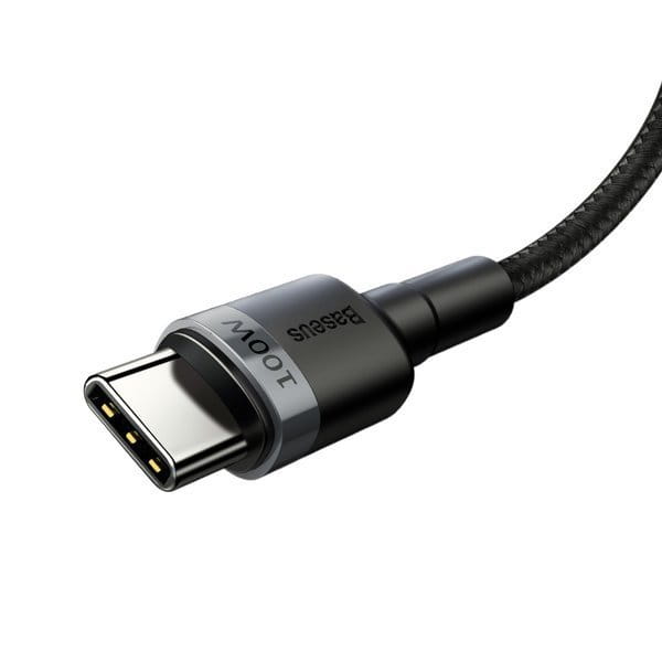 Kabel Baseus Cafule 100W 5A USB-C für USB-C, Schwarz-Grau