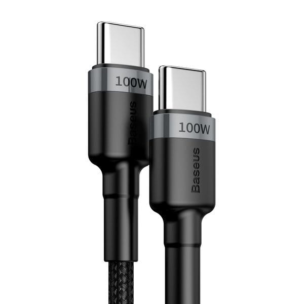 Kabel Baseus Cafule 100W 5A USB-C für USB-C, Schwarz-Grau