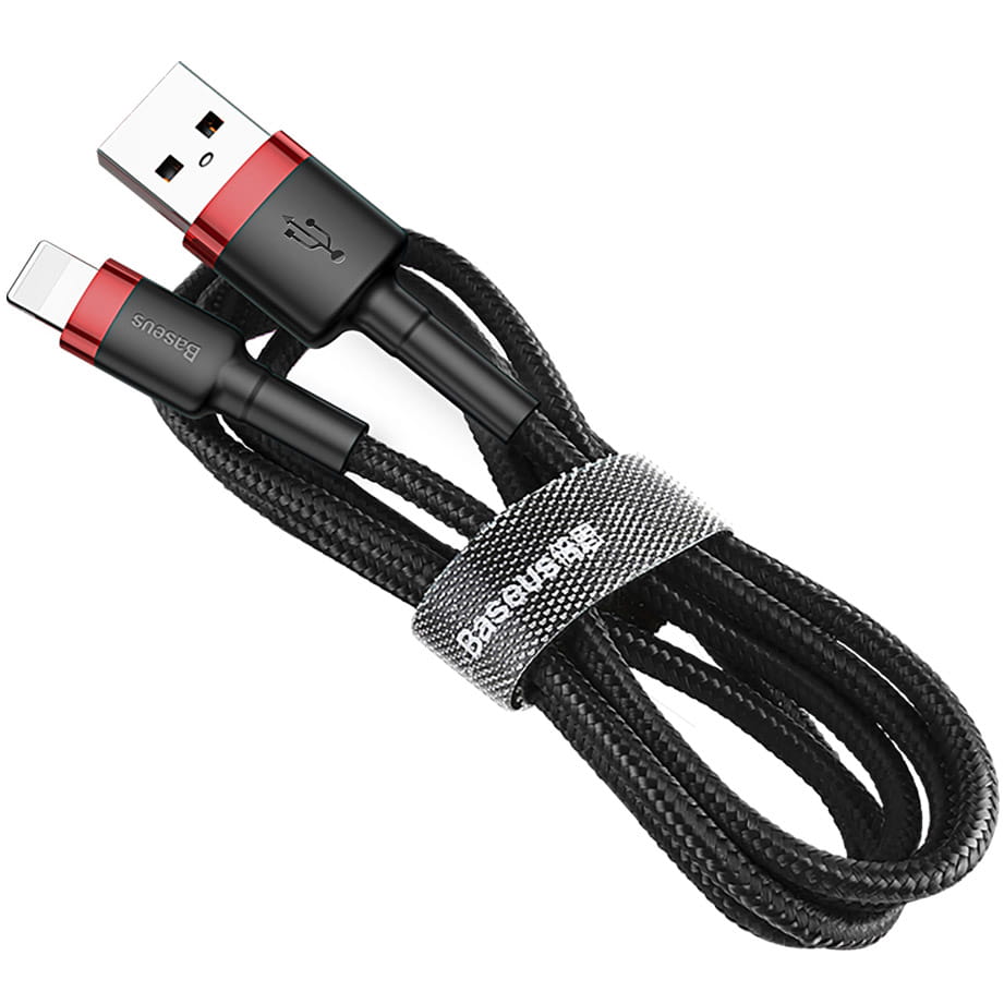 Kabel Baseus Cafule 2.4A USB-A für Lightning 1m, Schwarz-Rot