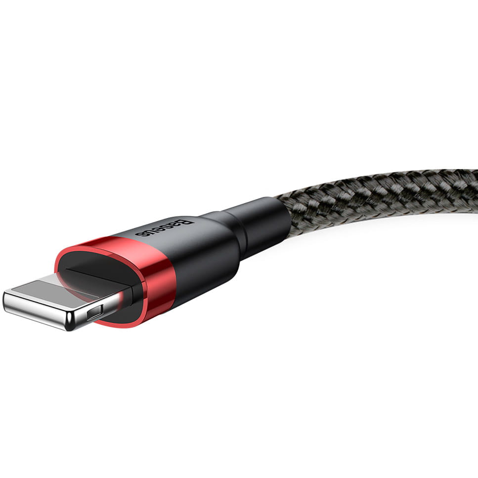 Kabel Baseus Cafule 2.4A USB-A für Lightning 1m, Schwarz-Rot