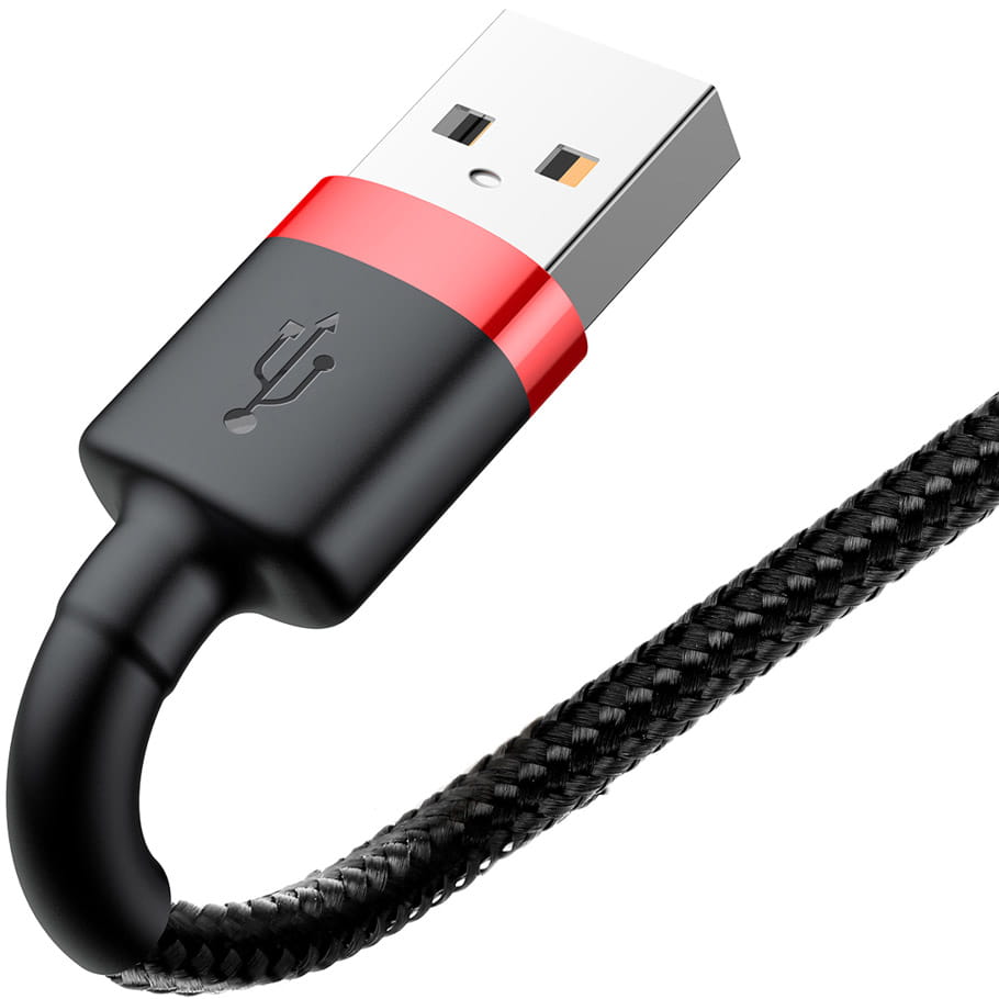 Kabel Baseus Cafule 2.4A USB-A für Lightning 1m, Schwarz-Rot