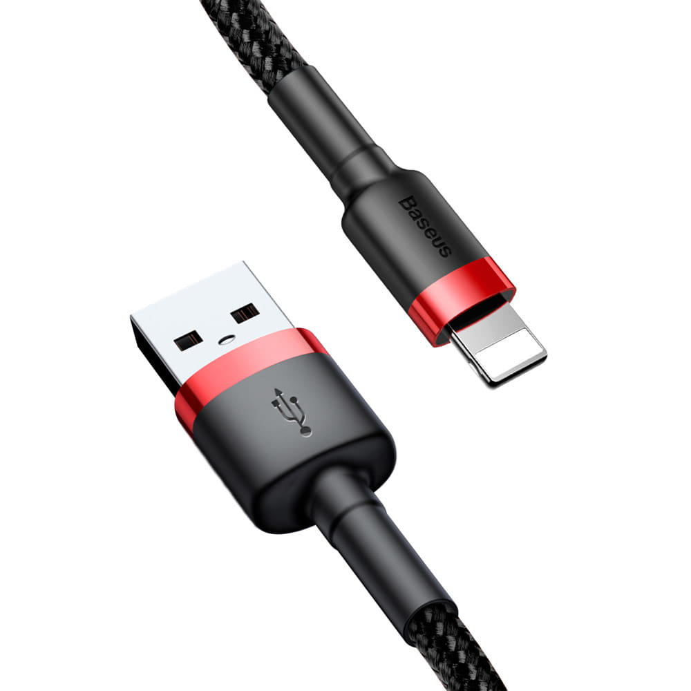 Kabel Baseus Cafule 2.4A USB-A für Lightning 1m, Schwarz-Rot