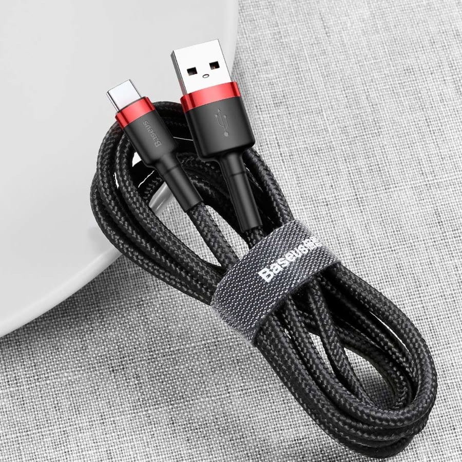 Kabel Baseus Cafule 2A USB-A für USB-C 2m, Schwarz-Rot