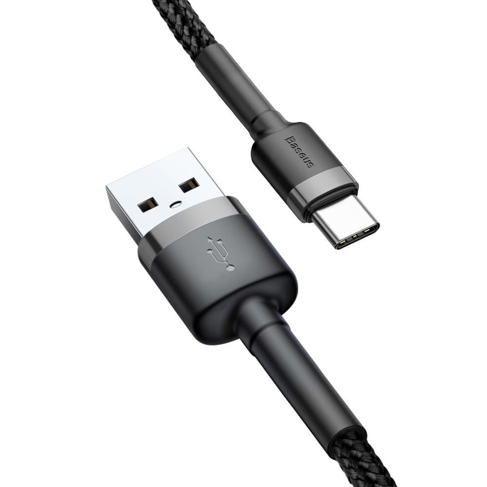 Kabel Baseus Cafule 3A USB-A für USB-C 1m, Schwarz-Grau