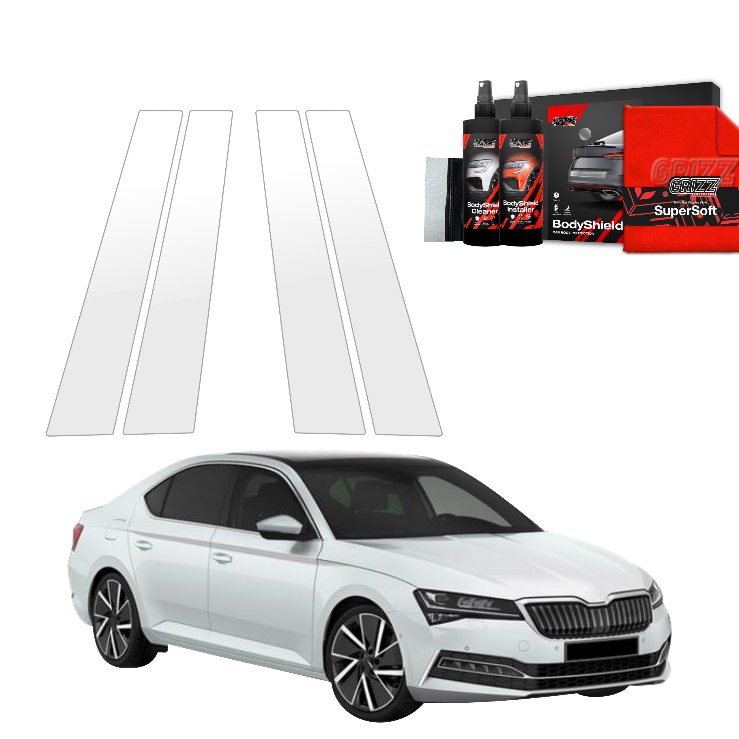 4in1 Schutzfolie Grizz Protector für B-C-Säule - Skoda Superb 3 Liftback (2019-2023)