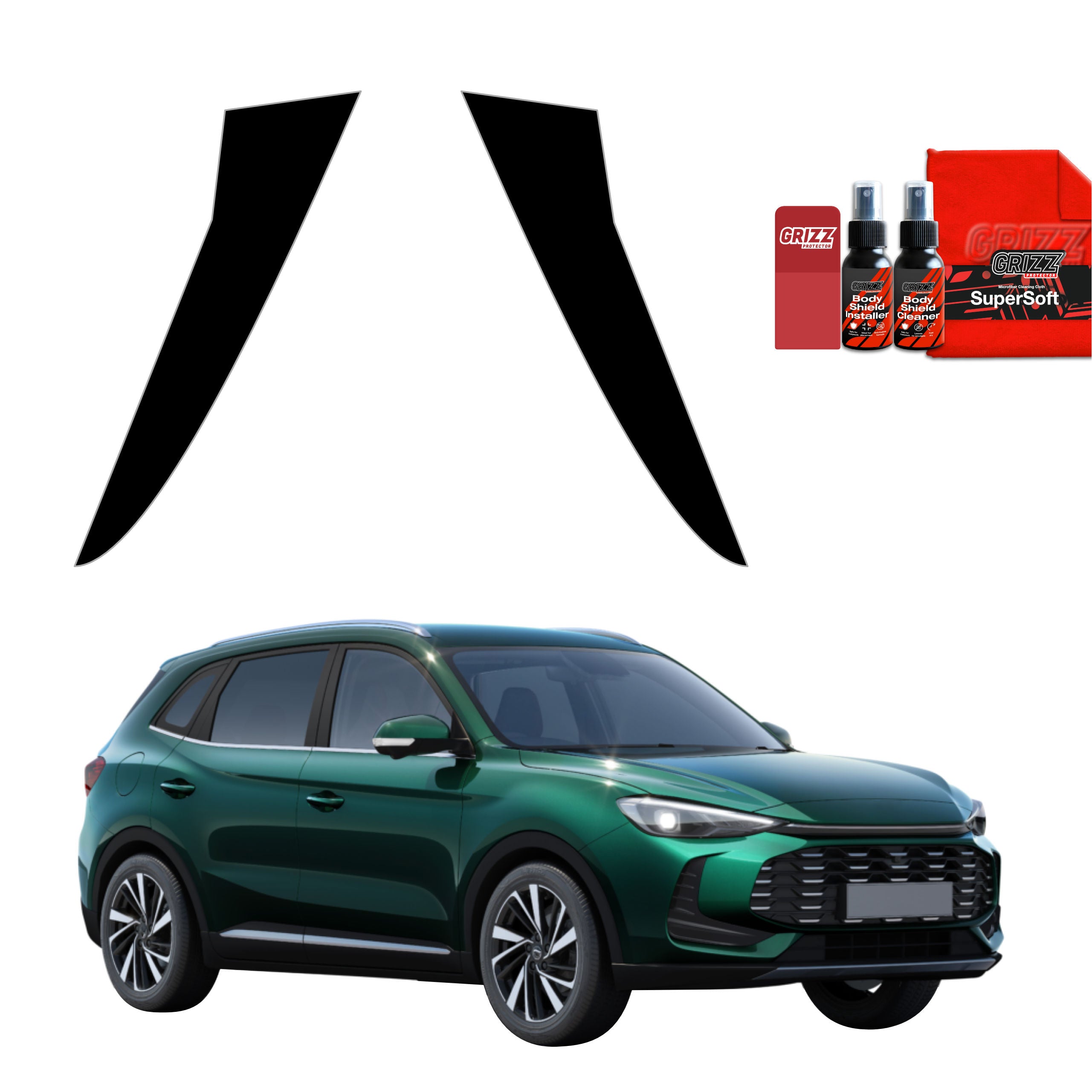 2in1 Schwarze Grizz Protector schutzfolie für C-Säule - MG ZS Hybrid+ (2024-2026)