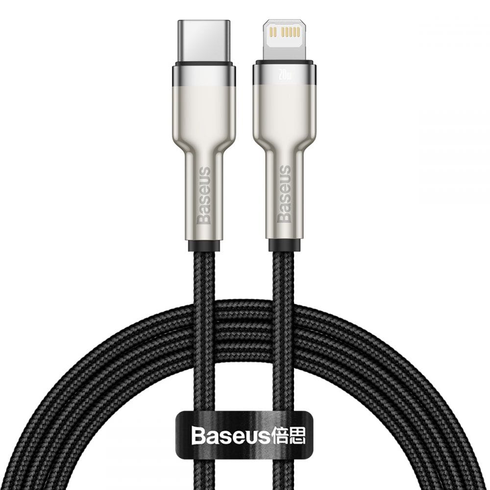 Kabel Baseus Cafule Metal USB-C für Lightning 20W 1m, Schwarz