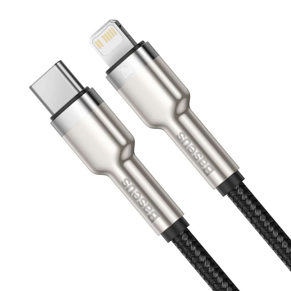 Kabel Baseus Cafule Metal USB-C für Lightning 20W 1m, Schwarz