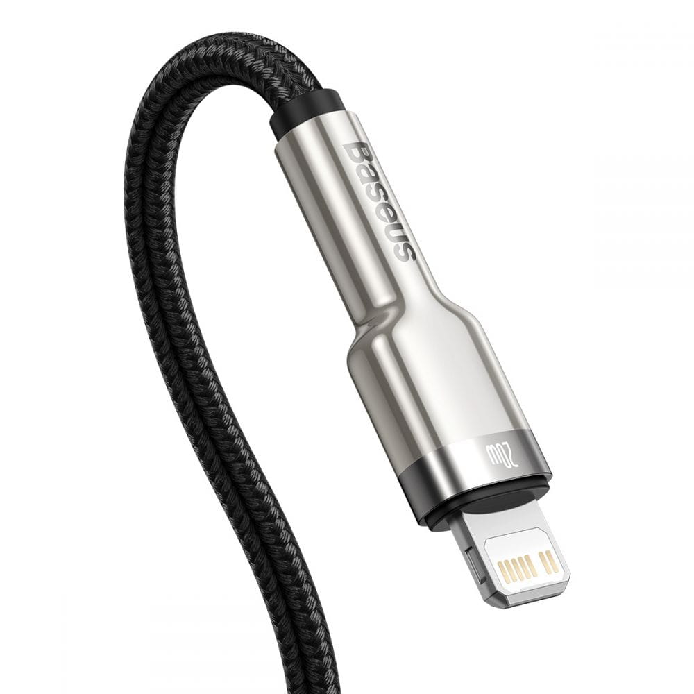 Kabel Baseus Cafule Metal USB-C für Lightning 20W 1m, Schwarz