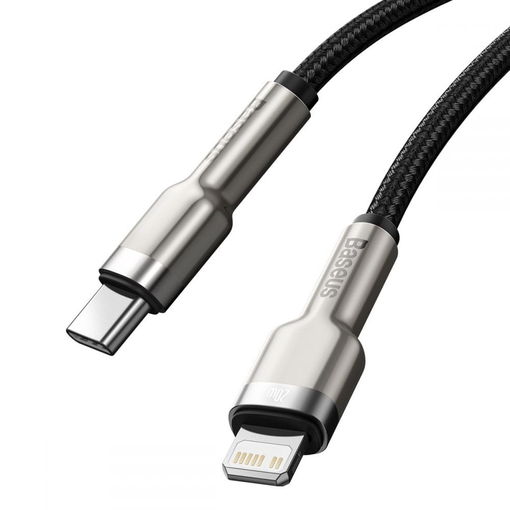 Kabel Baseus Cafule Metal USB-C für Lightning 20W 1m, Schwarz