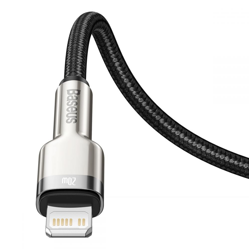 Kabel Baseus Cafule Metal USB-C für Lightning 20W 1m, Schwarz