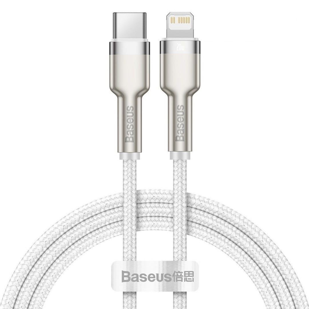 Kabel Baseus Cafule Metal USB-C für Lightning 20W 1m, Weiß