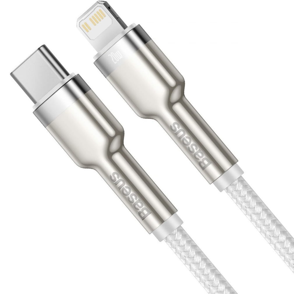 Kabel Baseus Cafule Metal USB-C für Lightning 20W 1m, Weiß