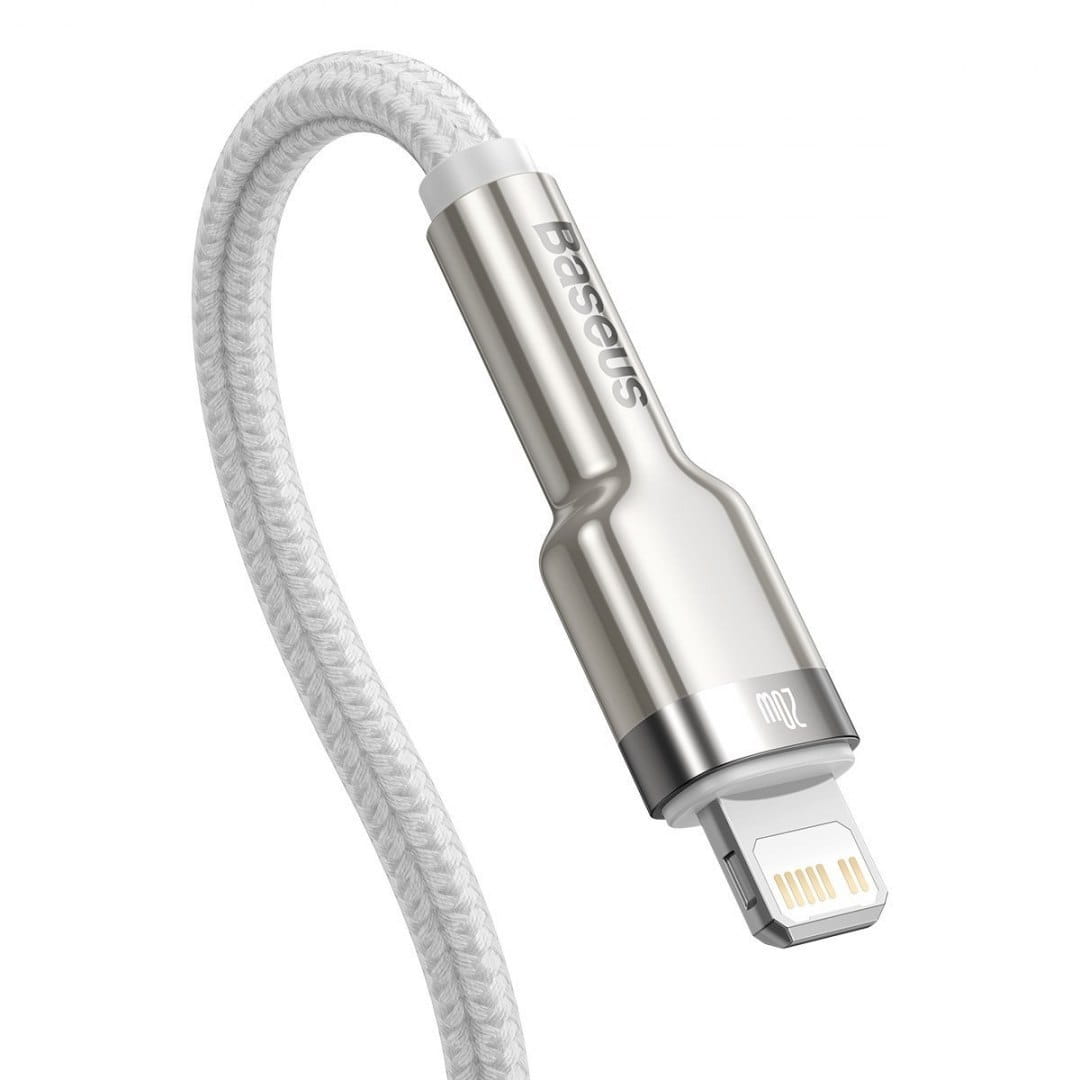 Kabel Baseus Cafule Metal USB-C für Lightning 20W 1m, Weiß