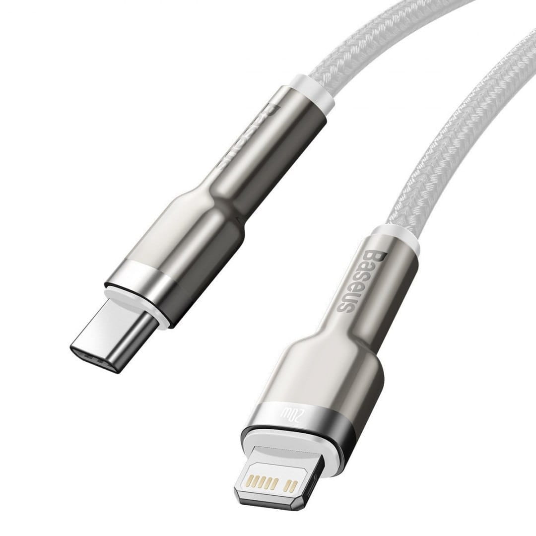 Kabel Baseus Cafule Metal USB-C für Lightning 20W 1m, Weiß