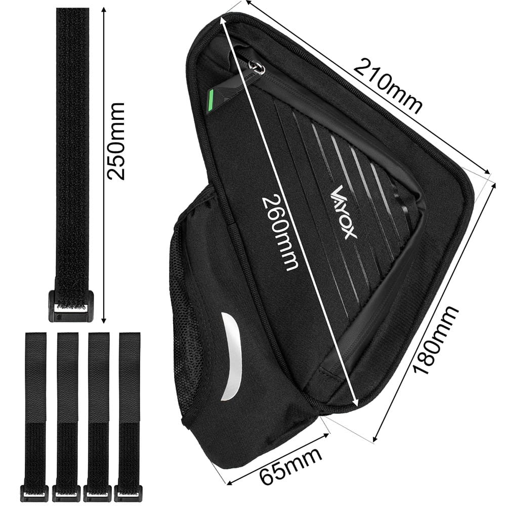 Rahmentasche mit Flaschenhalter Vayox VA0348, Fahrradtasche mit Größe, Schwarz, Fahrrad Zubehör