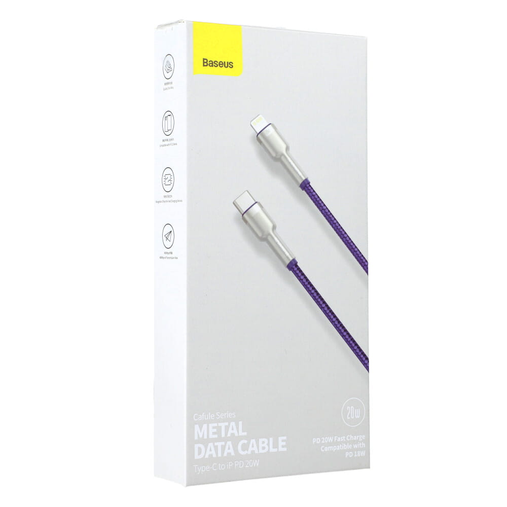 Kabel Baseus Cafule Metal USB-C für Lightning 20W 1m, Violett