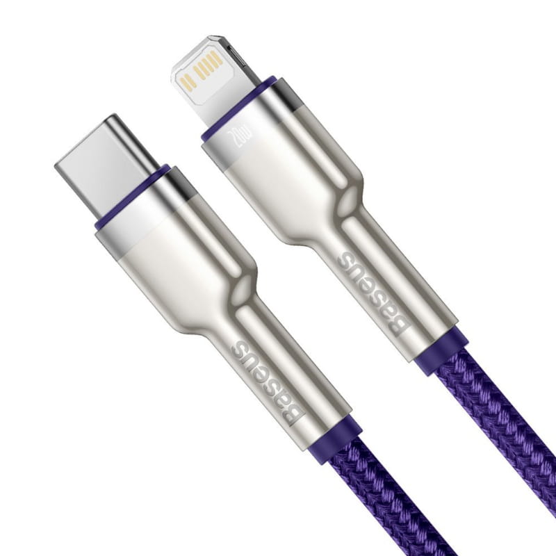 Kabel Baseus Cafule Metal USB-C für Lightning 20W 1m, Violett