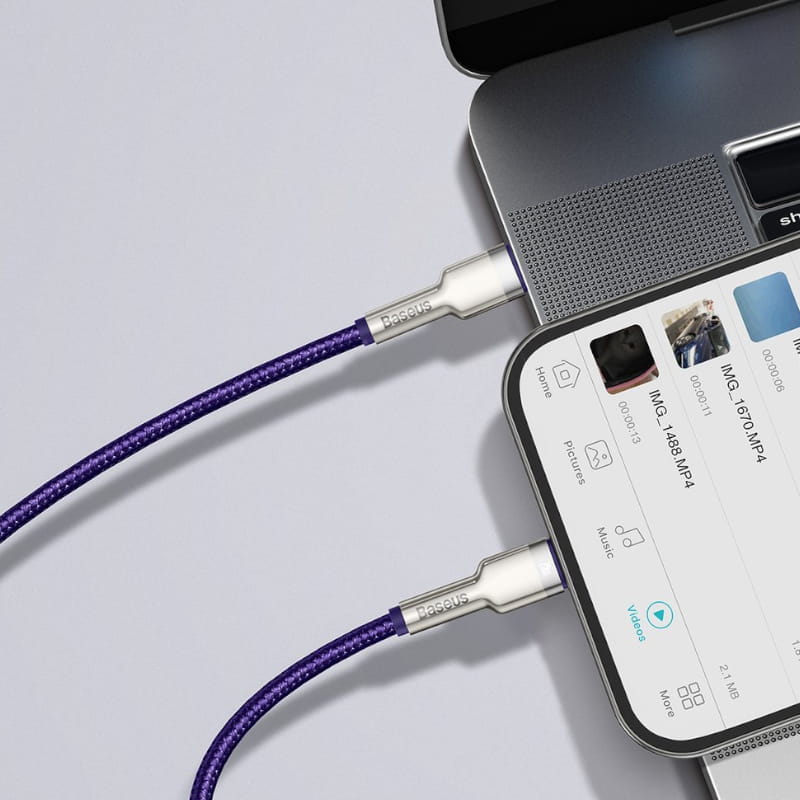 Kabel Baseus Cafule Metal USB-C für Lightning 20W 1m, Violett