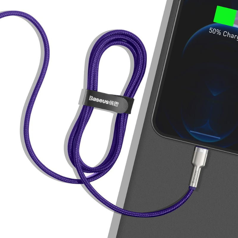 Kabel Baseus Cafule Metal USB-C für Lightning 20W 1m, Violett