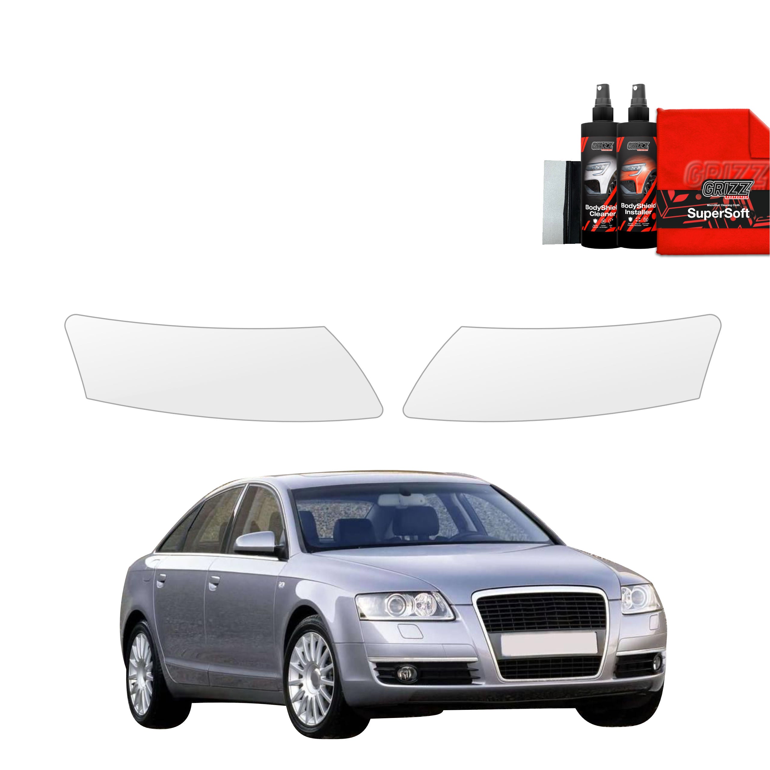 2in1 Schutzfolie Grizz Protector für Scheinwerfer - Audi A6 C6 Sedan 4D (2004-2008)