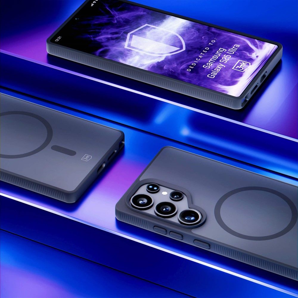 Handyhülle für Samsung Galaxy S25 Ultra, 3mk Smoke MagCase, Durchscheinend mit schwarzen Rahmen