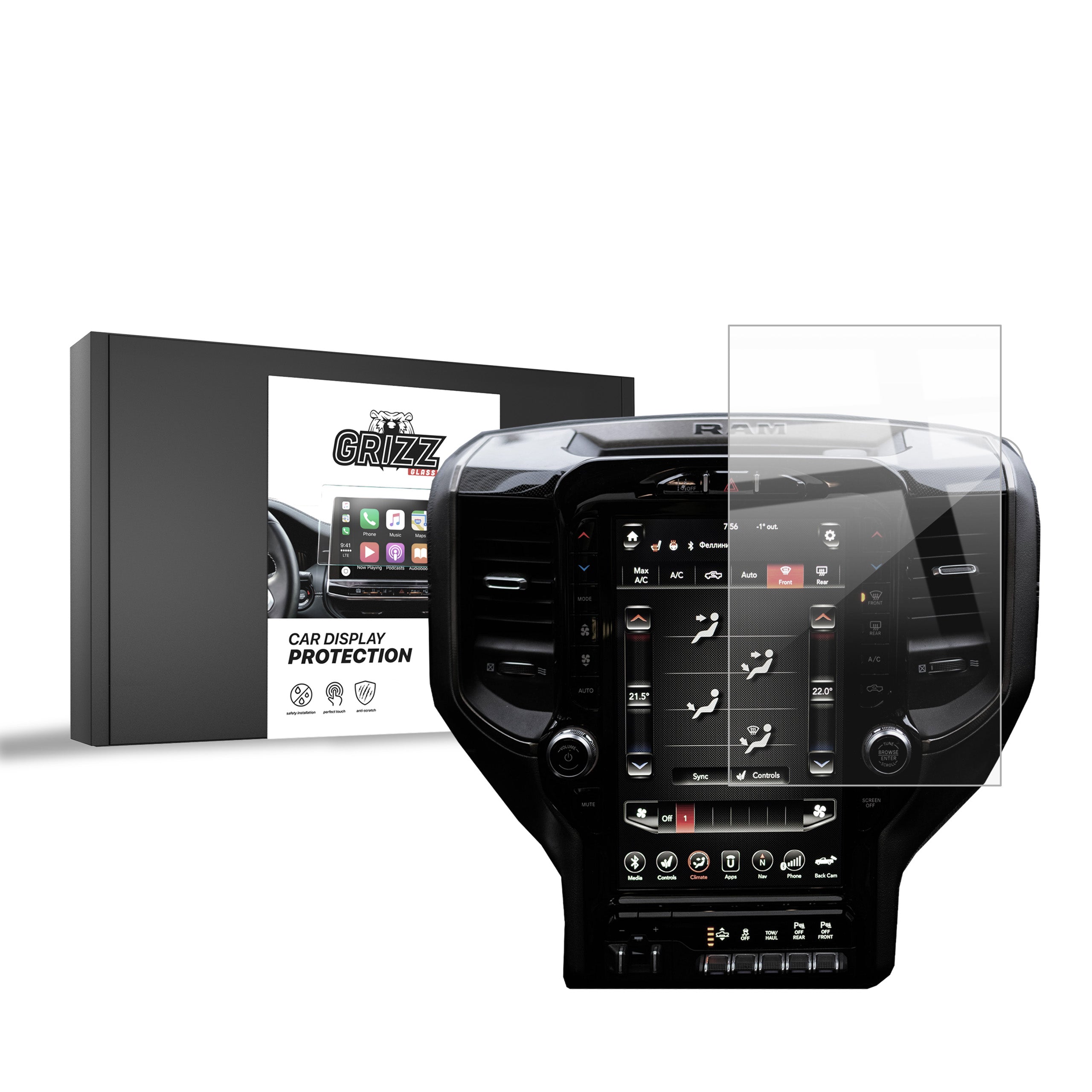 Keramische Autodisplayfolie für Dodge Ram TRX 12,3" (2019-2025), Grizz Protector