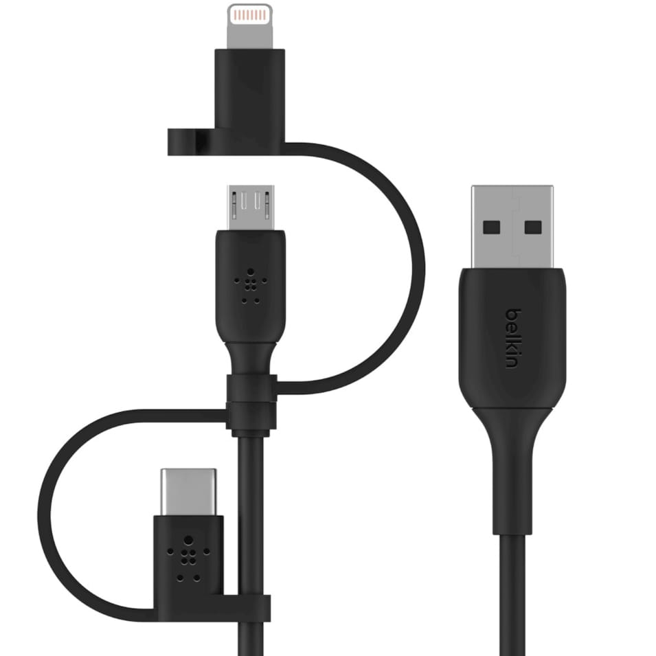 Kabel Belkin Boost Charge 3in1 MFi USB-A für Lightning / USB-C / MicroUSB 1m, Schwarz