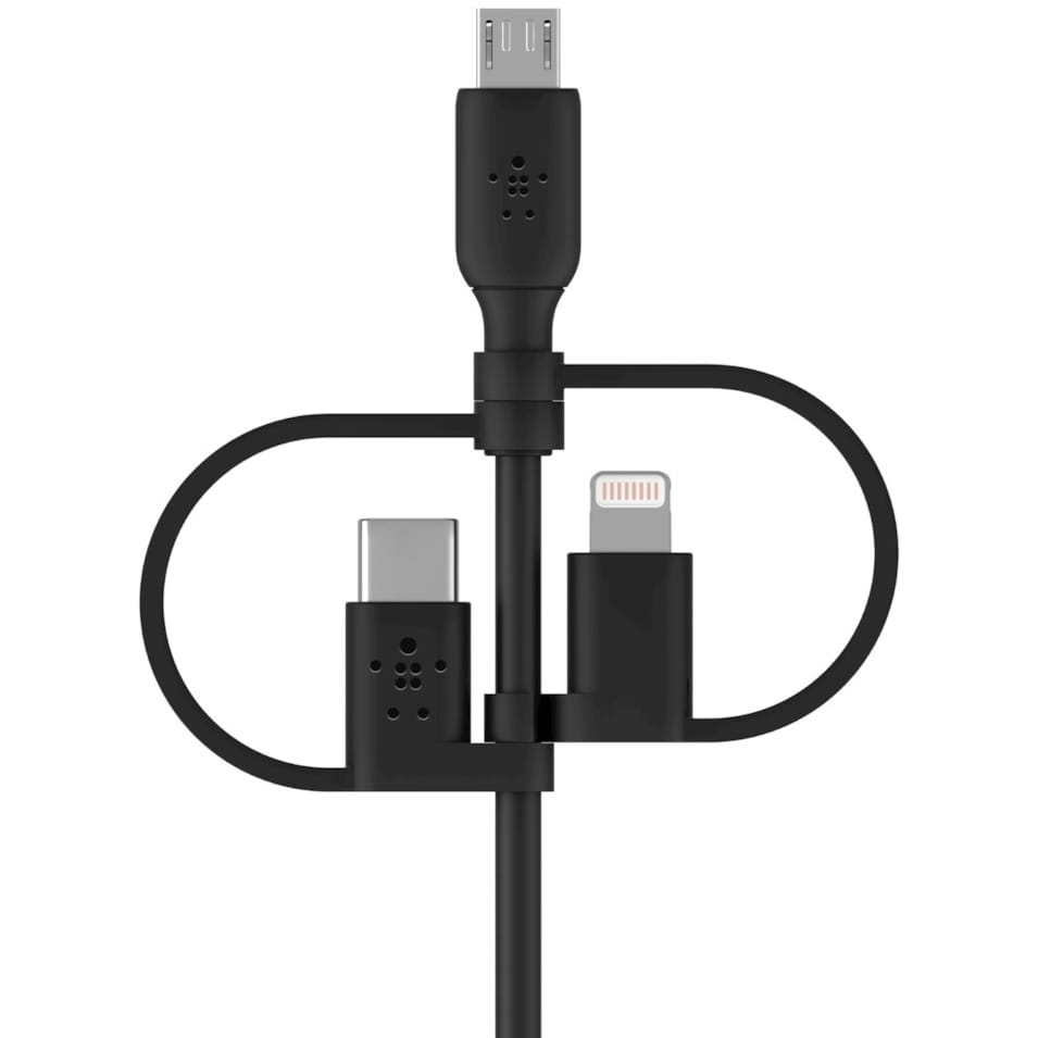 Kabel Belkin Boost Charge 3in1 MFi USB-A für Lightning / USB-C / MicroUSB 1m, Schwarz