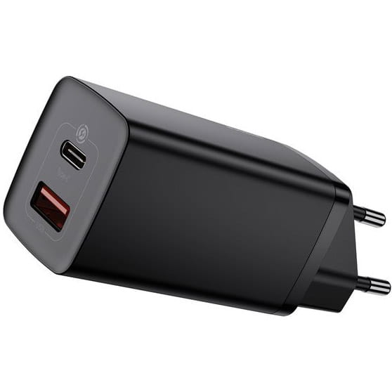 Baseus Ladegerät Gan2 Lite, 1XUSB-A, 1XUSB-C, 65W, PD 3.0, QC 4.0+, Schwarz