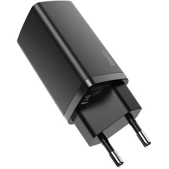 Baseus Ladegerät Gan2 Lite, 1XUSB-A, 1XUSB-C, 65W, PD 3.0, QC 4.0+, Schwarz