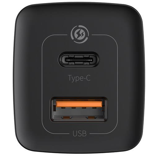 Baseus Ladegerät Gan2 Lite, 1XUSB-A, 1XUSB-C, 65W, PD 3.0, QC 4.0+, Schwarz