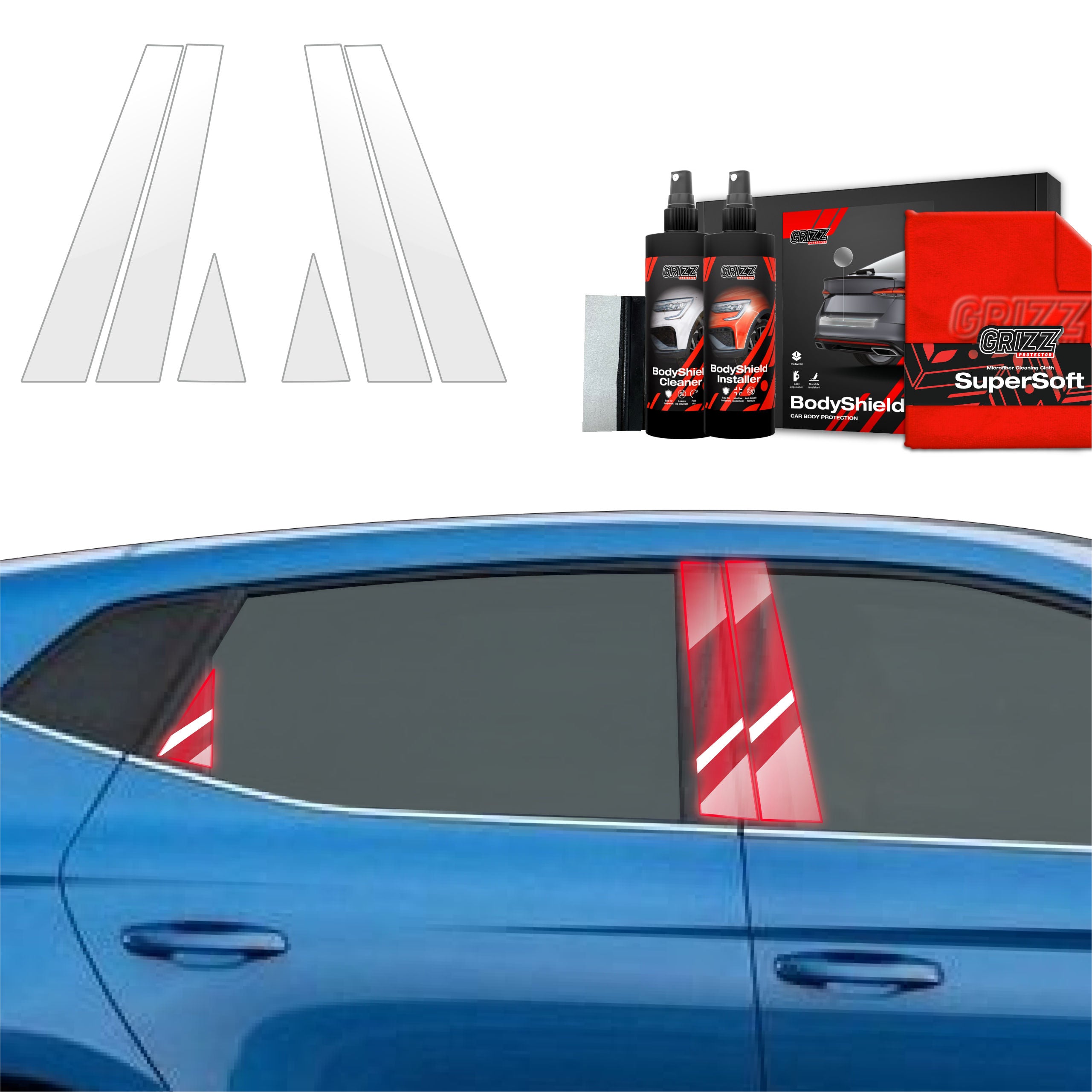 6in1 Schutzfolie Grizz Protector für B-C-Säule - Seat Ibiza (2021-2026)