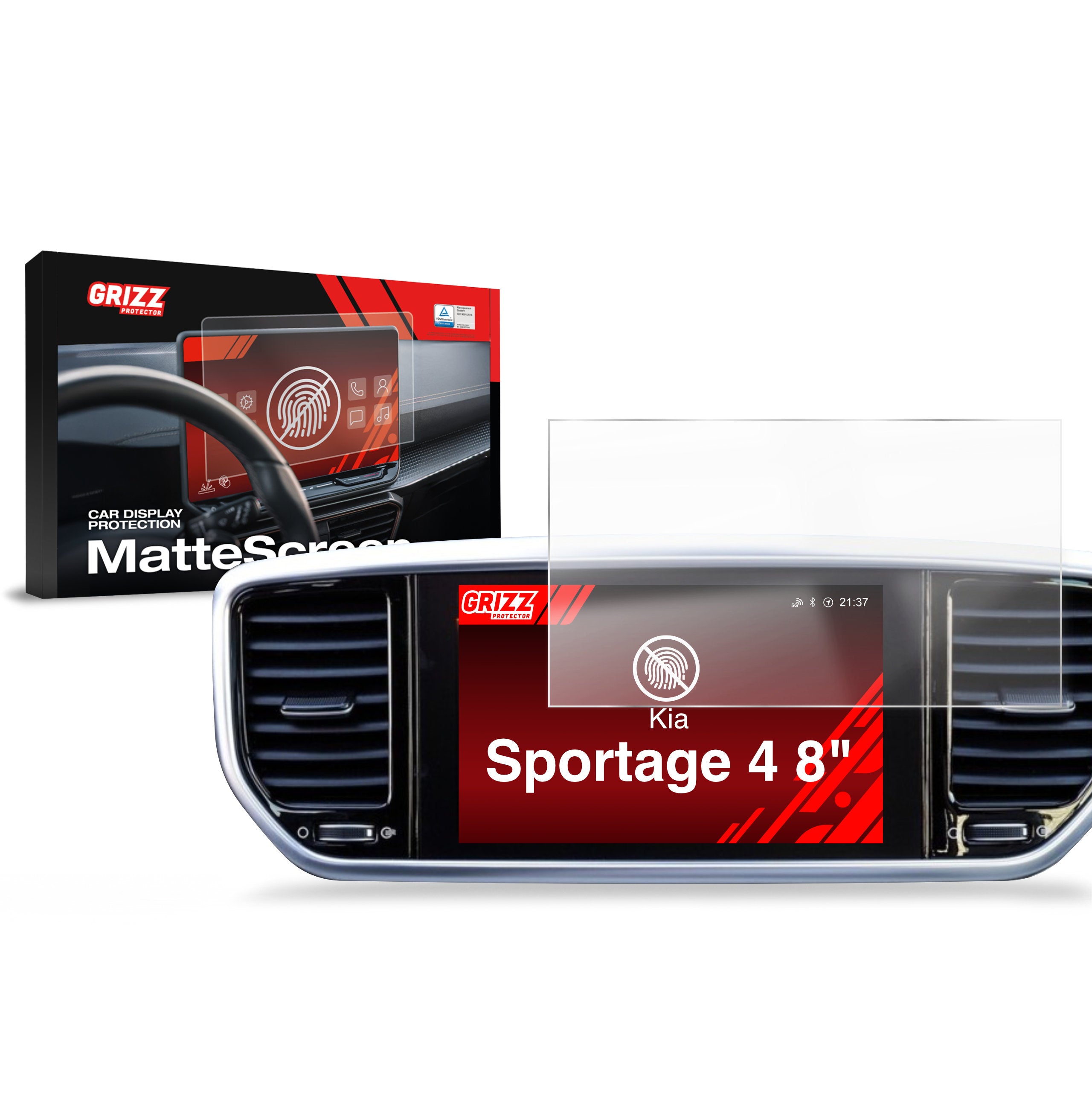 Matte Autodisplayfolie für Kia Sportage 4 8" (2015-2021), Grizz Protector