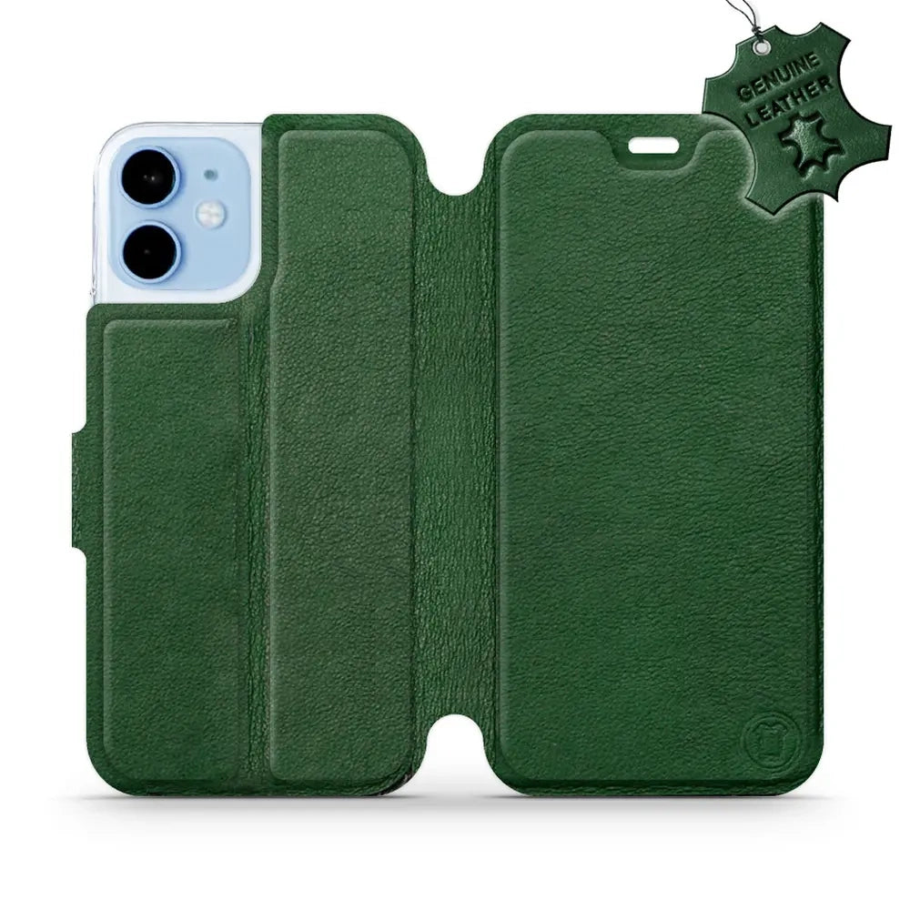 Echtleder Handyhülle für iPhone 12 Mini, Mobiwear Leather, Grün