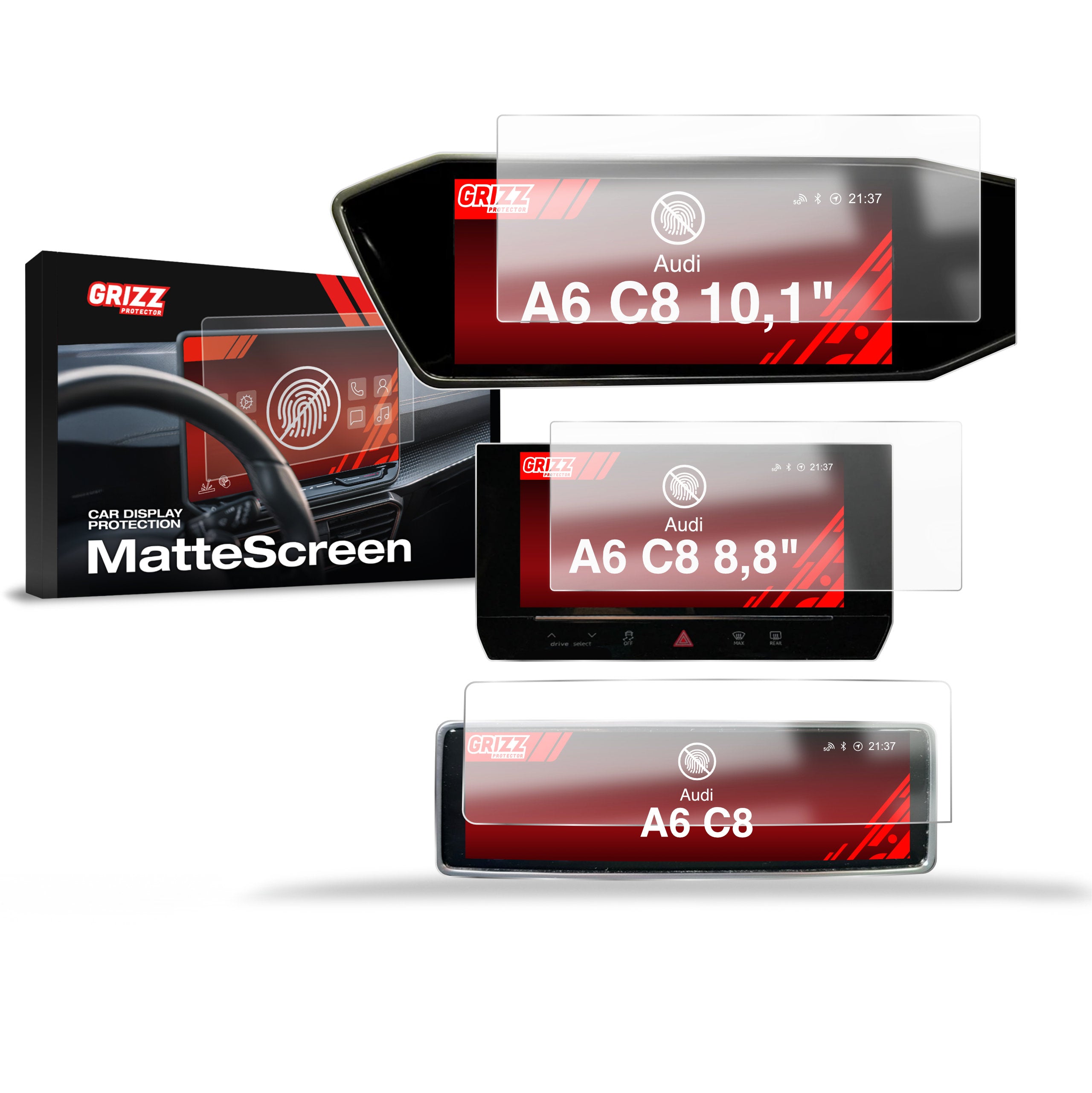 Matte Autodisplayfolie 3in1 für Audi A6 C8 (2018-2024), Grizz Protector