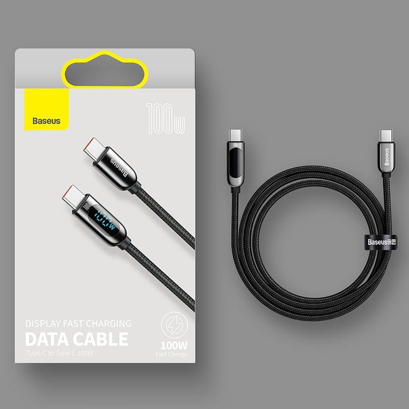 Kabel Baseus Display 100W 5A USB-C für USB-C 1m, schwarz