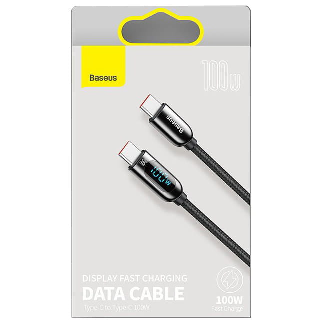 Kabel Baseus Display 100W 5A USB-C für USB-C 1m, schwarz