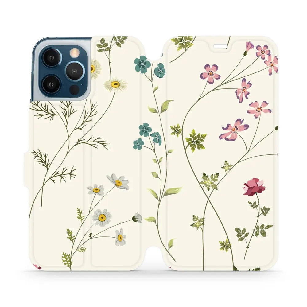 Handyhülle mit klappe für iPhone 12 Pro Max, Mobiwear Book, Feldblumen