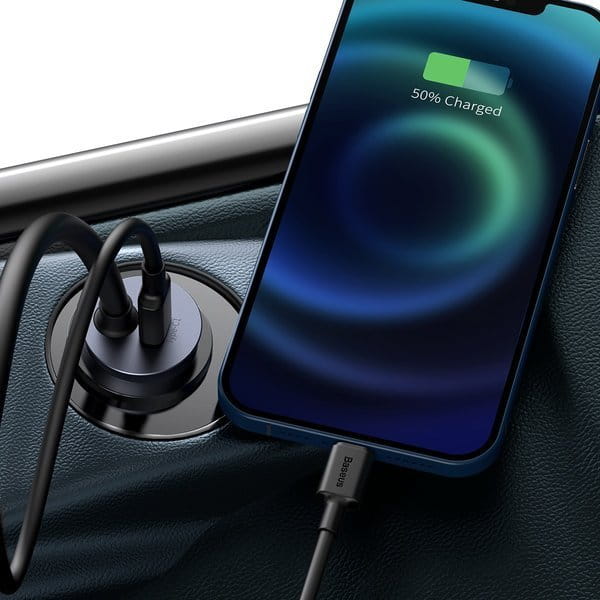 Baseus Share Together 2x USB-A, 2x USB-C, 4x 30W, QC, PD Autoladegerät mit Splitter, Grau